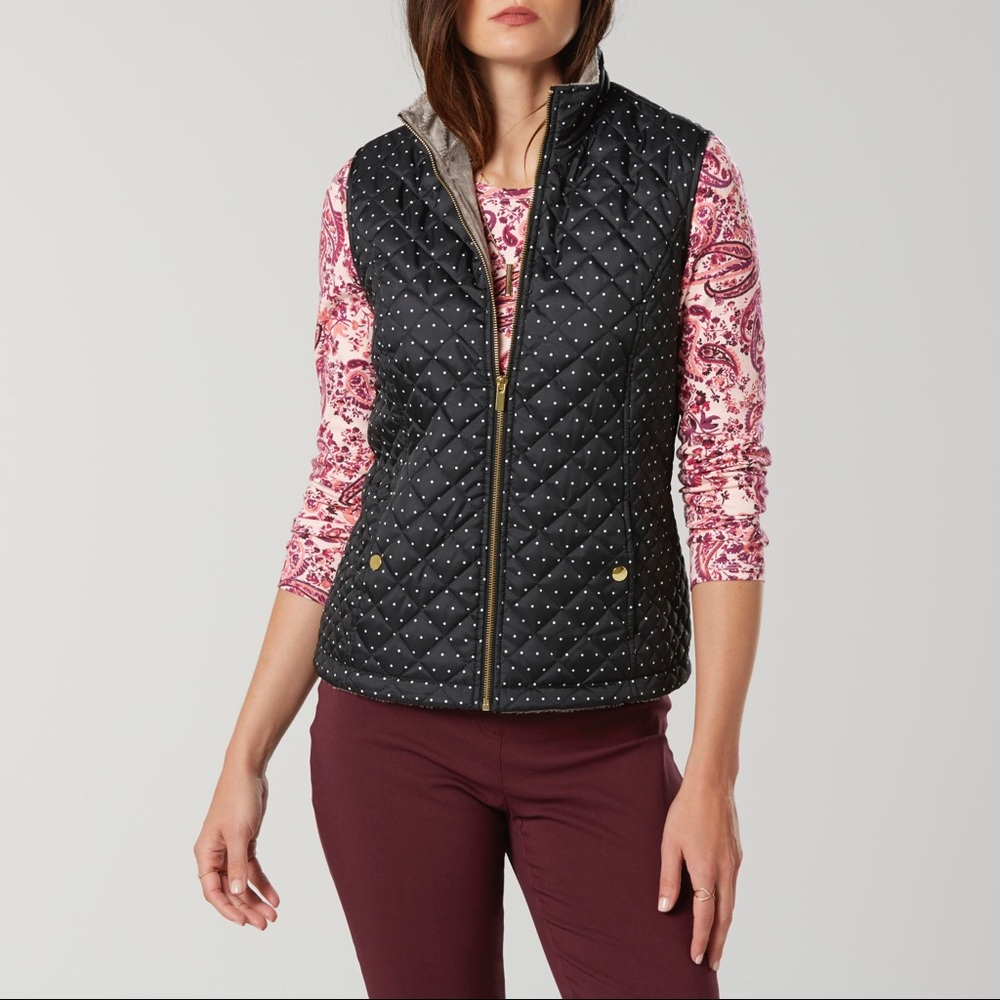 Basic Editions Lightweight Polka Dot Quilted Vest - image 1